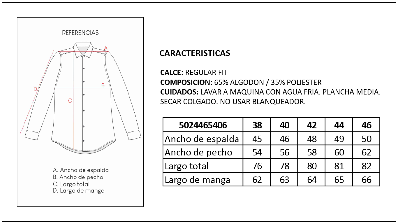 Tabla de Talles Camisa Espiga Hombre Britches